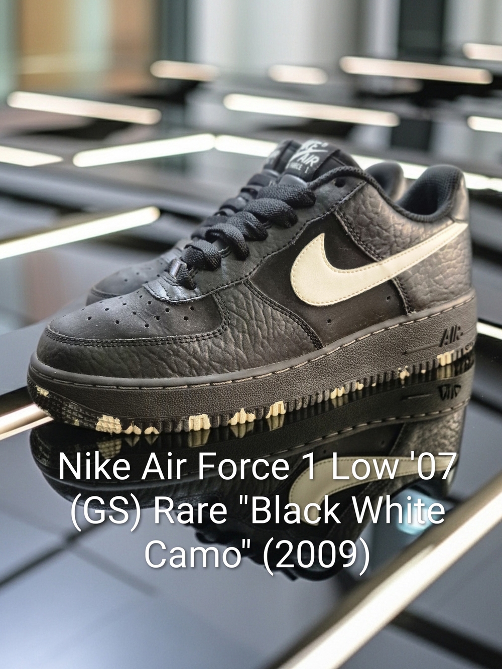 Nike Air Force 1 Low '07 (GS) "Black White Camo" (2009) M6.5Y/W8 EUC